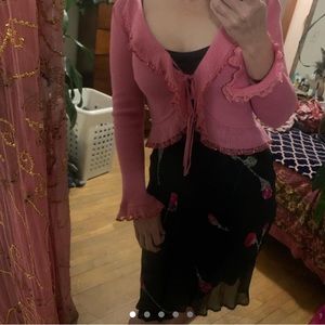 Betsey Johnson pink rose dress 2pc set BARBIE legally blonde